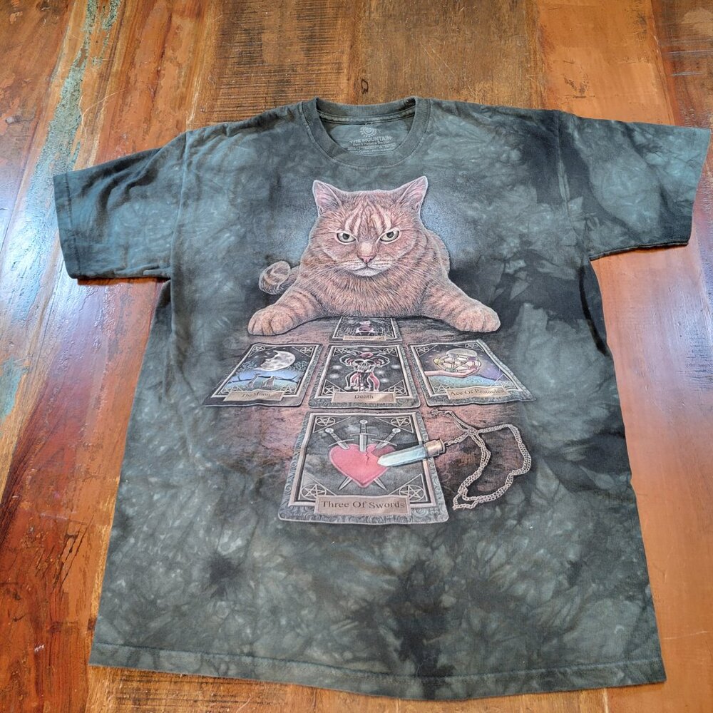 The Mountain Green Tye Dye T-shirt Cat Tarot Unisex Sz Medium